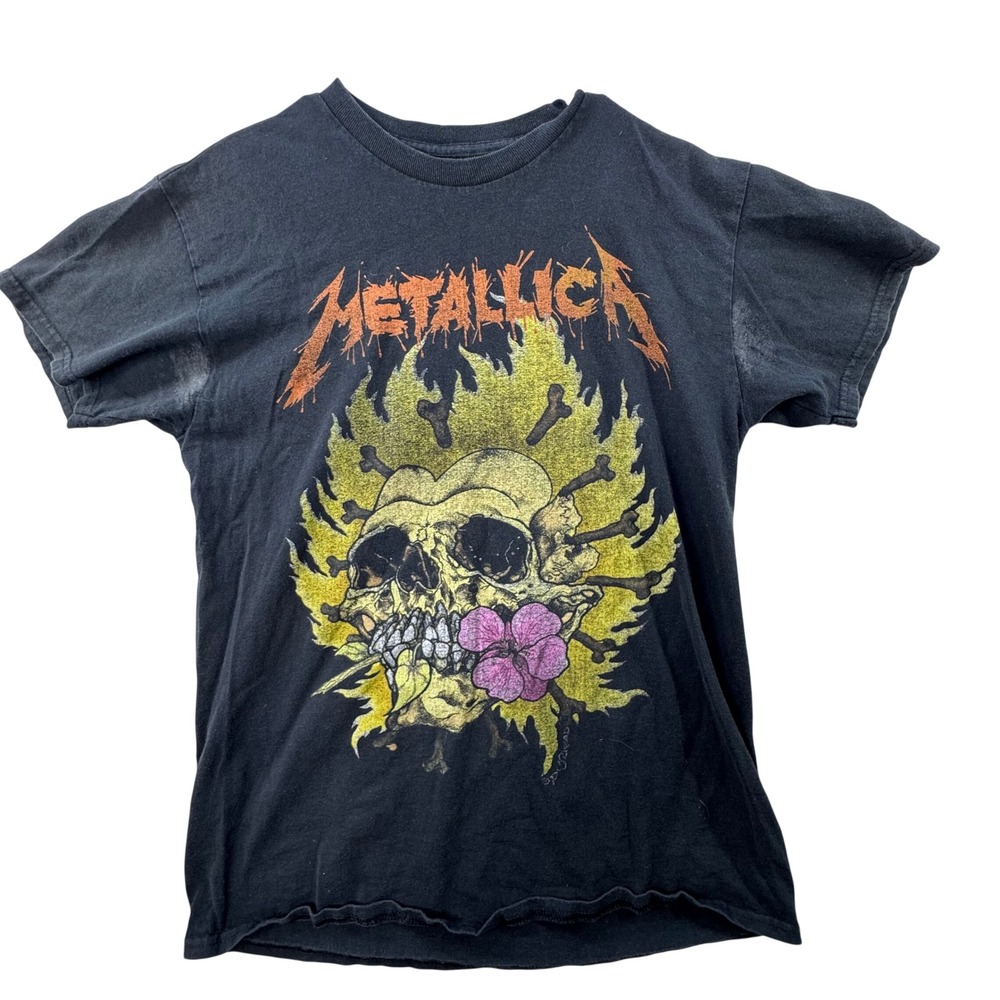 Metallica‎ Band Tee Mens Medium Black Fair Skull *FLAW* Graphic Short Sleeve